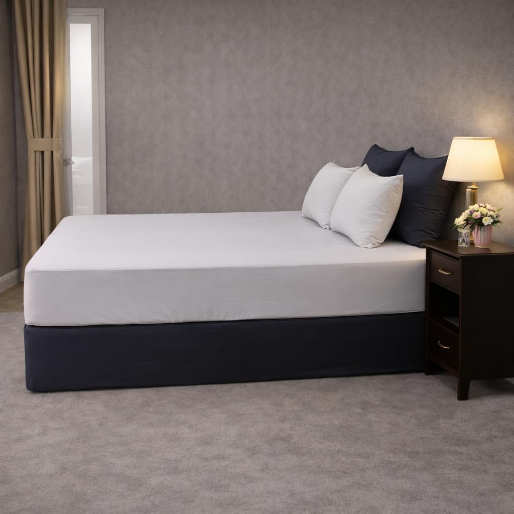 100% Cotton Single Layer Mattress Cover King Size, Elastic Mattress Cover, Stretches Up to 16 Inches Deep, Cozy, Absorbent, Easy to Replace, Machine Washable (6 Colors) (Ivory, Twin)