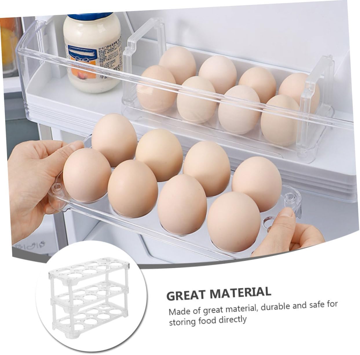 3 Pcs Transparent Egg Lattice Kitchen Supplies Stackable Egg Frame Storage Rack Egg Storage Frame Egg Storage Holder Egg Container Kitchen Egg Tray