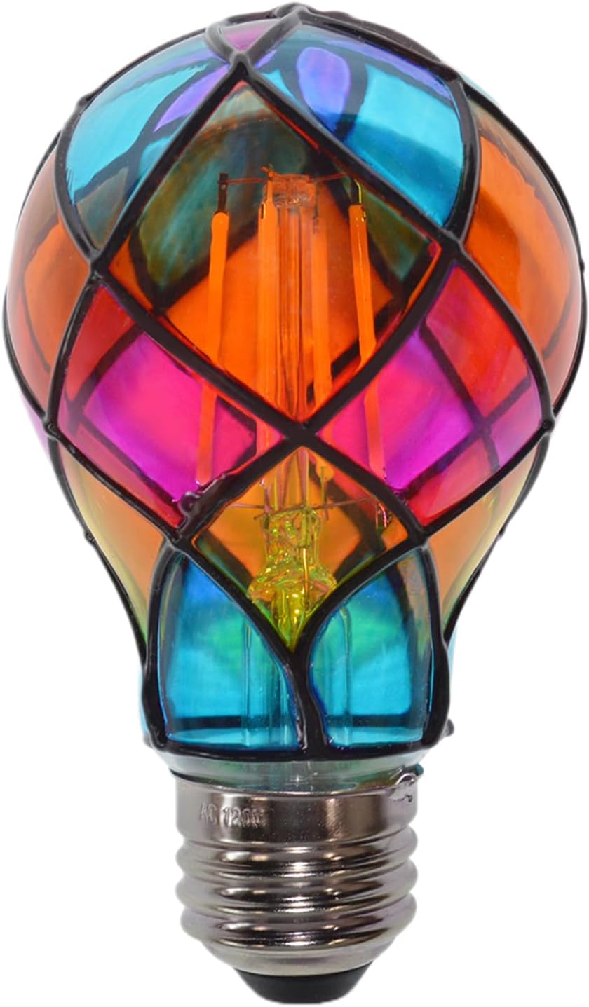 Glass LED Bulb - Stained Light Bulb, 120V Romantic Lighting, 4W Decorative Light Lamp | E26 Bedside Base Decor for Halloween Party Festive Indoor Christmas Room Garden Balcony Outdoor
