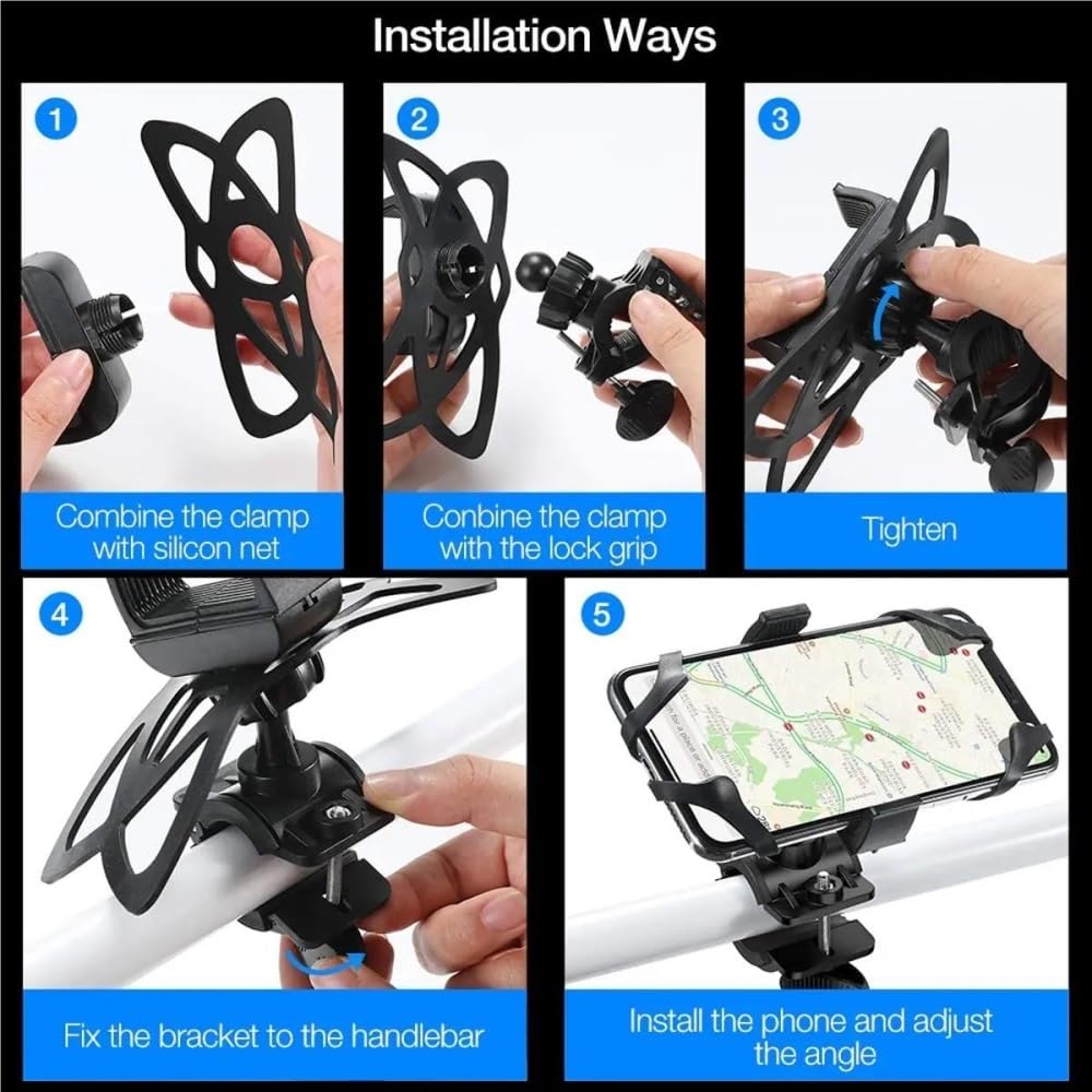 Supporto Telefono Universale Moto Bici Morsetto Manubrio Supporto GPS(ROSSO)
