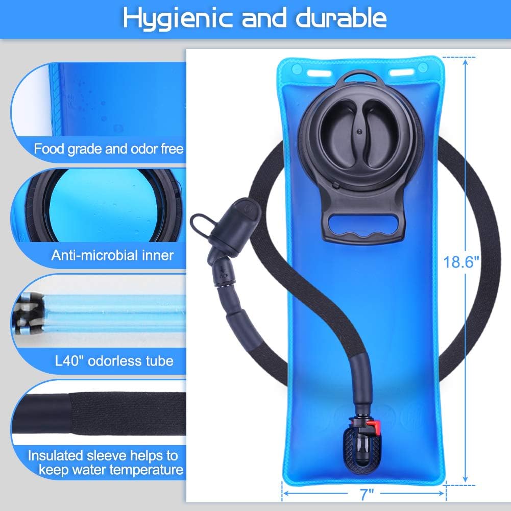LANNEY 3 L Hydration Bladder 3Liter 100oz Water Bladder Hydration Reservoir Leakproof, Water Storage Bladder Replacement for Pack Backpacks Hiking Camping Running Biking, Insulated Tube, Cleaning Kit : Sports & Outdoors