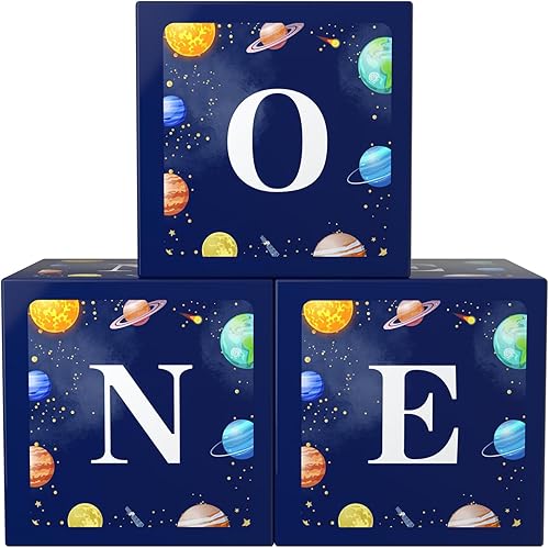 Decoraciones de primer cumpleaños para niño, decoración de fiesta de cumpleaños de primer viaje alrededor del sol, una caja de globos para planetas