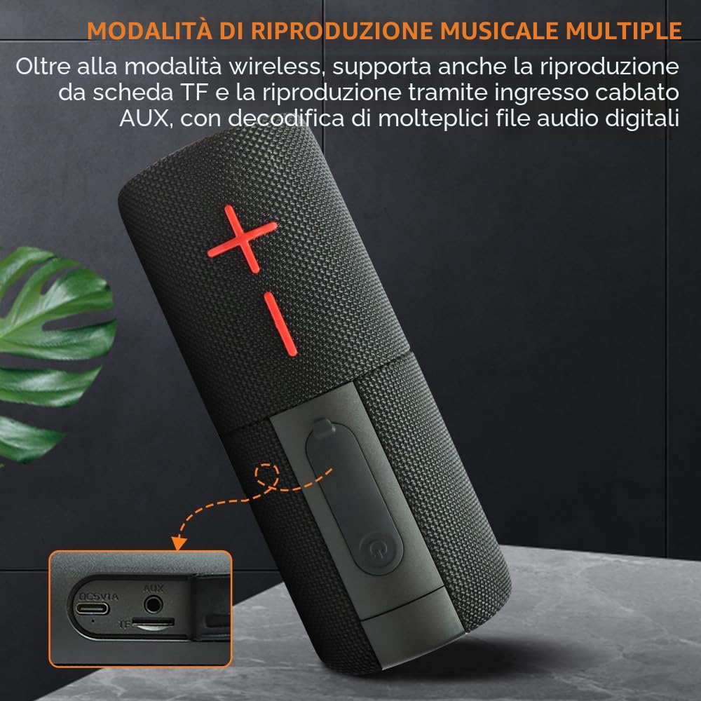 Altoparlante Bluetooth doppio, 2 in 1, magnetico, IPX6, impermeabile, con audio stereo Loud da 20 W, Bluetooth V5.3, 24H Playtime, Multiple Pairing for Home, Outdoor or Travel