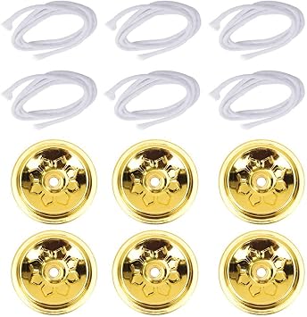 COHEALI Oil Lamp Wick Holder Set 6 Wick Holders with Cotton Wicks Alcohol Lamp Replacement Parts for Candle Making Kerosene Oil Light Indoor Use