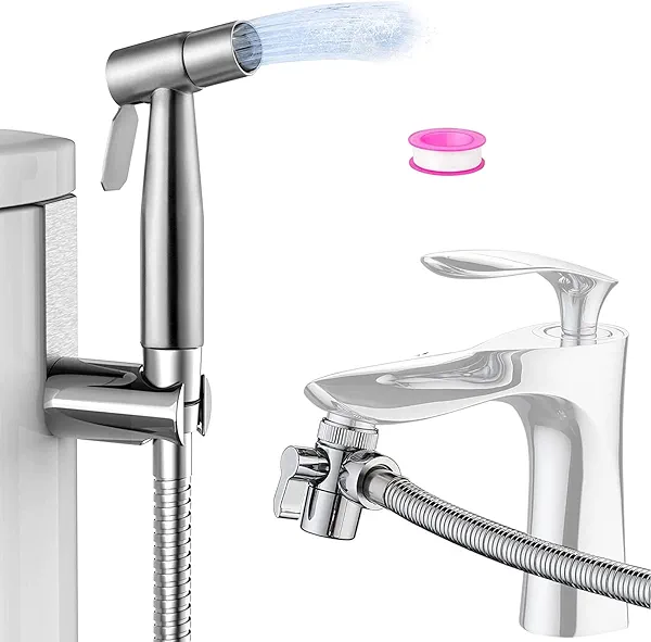 Bidet Toilet Sprayer, high Pressure Hose, Non-Leakage Stainless Steel Brushed Toilet Cleaner Wall for Women Washing, Baby Diaper Cleaner