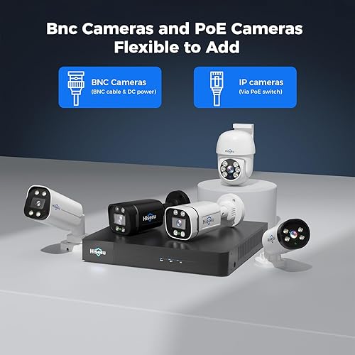 Miniatura 9 de Hiseeu Sistema de cámara de seguridad con cable 4K con audio, visión nocturna a color inteligente, disco duro de 3 TB, detección de humanos y