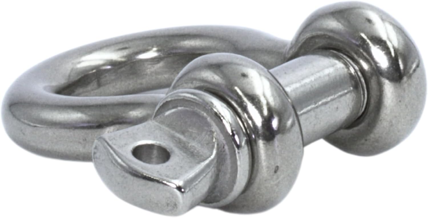 MarineNow 316 Stainless Steel Bow Shackle with Oversized Screw Pin, Marine-Grade Hardware for Anchor Lines, Towing, Dinghies, Canoes, Trailers, Utility Tie-Downs & Off-Road Recovery