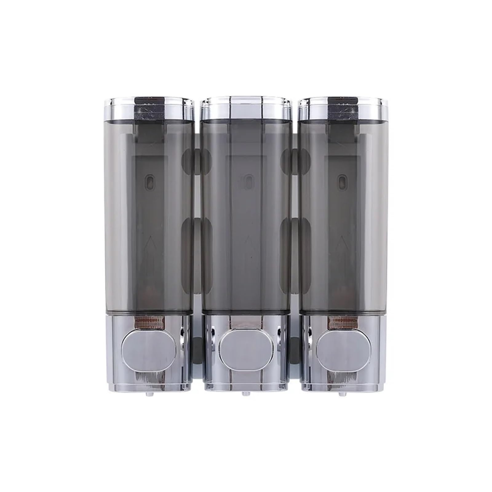 Dispensador de jabón de pared para baño, 300 ml, dispensador de champú de ducha de triple cabezal, instalación sin taladro, accesorios de baño plateados