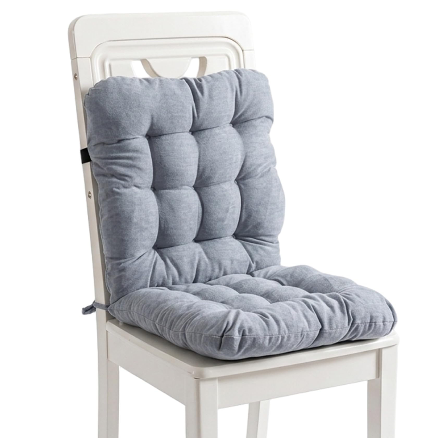 Coussin de chaise de bureau et de cuisine avec dossier et assise en chenille à attaches