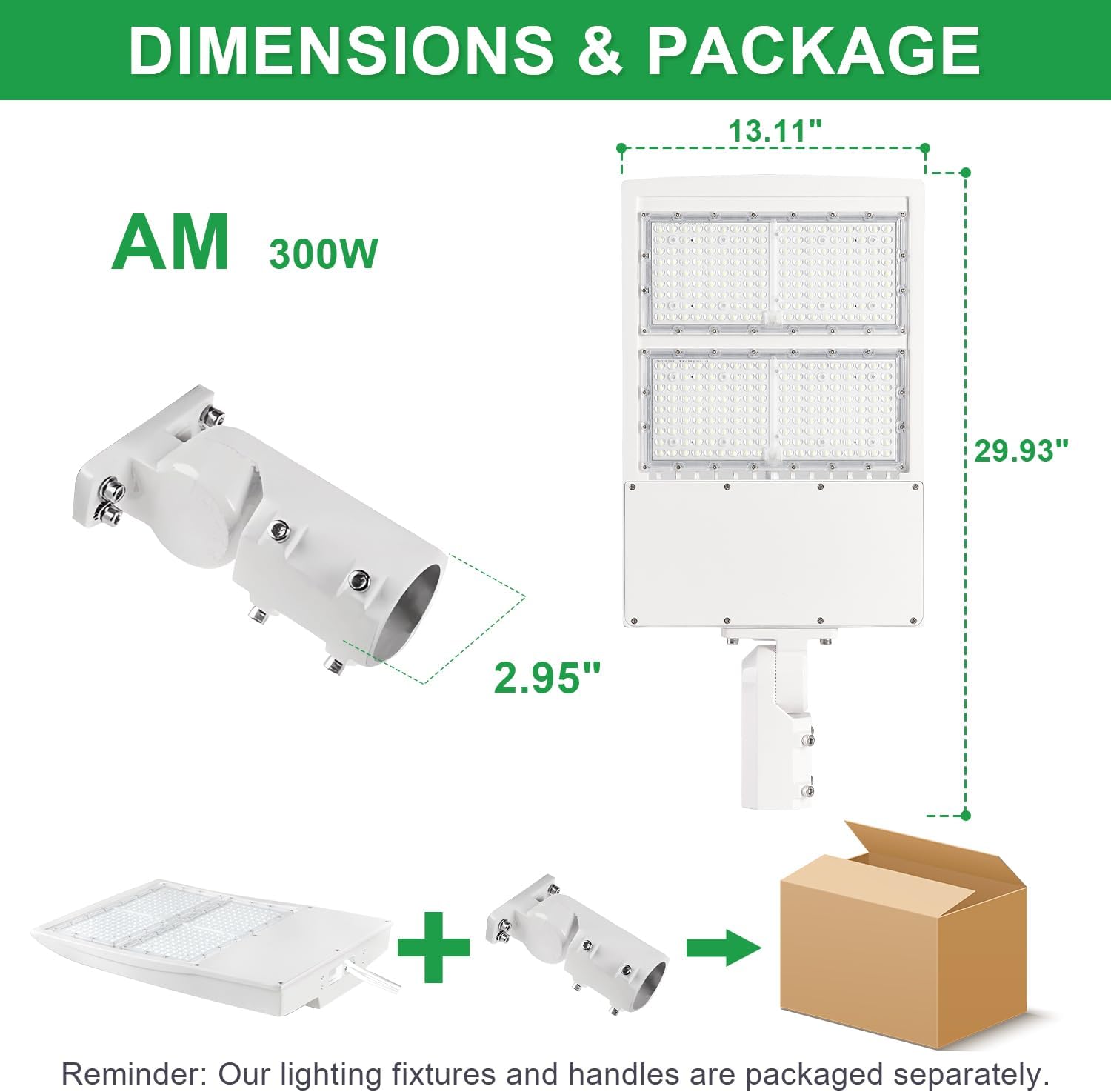 480V 300W LED Parking Lot Light, 42000LM(140lm/w) 5000K White LED Shoebox Area Light(1000W MH/HPS Equiv.) with Slip Fitter Mount, Dimmable Outdoor Commercial Street Lighting, IP65 UL Listed