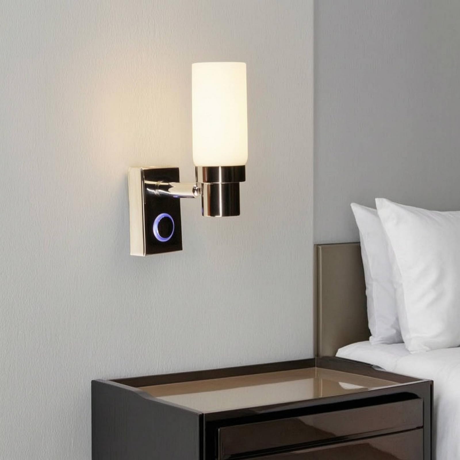 Luce da Lettura a Parete Impermeabile IP65 Luce Notturna con Interruttore Touch Regolabile Lampada per Viaggiatori su Ruote, Comparto, Base Quadrata
