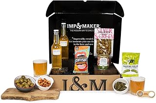 IMP & MAKER | Luxury Beer & Nibbles Gift Set | Noam Lager (2x 340ml), Olives, Artisan Snacks & More