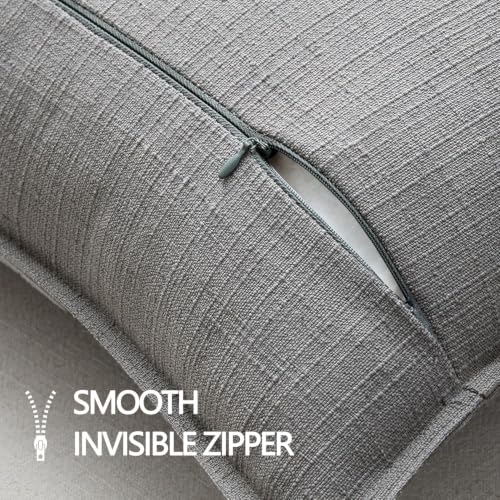Image of MIULEE Euro Sham Pillow Covers for Bed 24x24, 2 Pack Grey Thick & Textured Decorative Throw Pillow Covers, Neutral Linen Cushion Cases, Modern Farmhouse Home Decor, No Filling