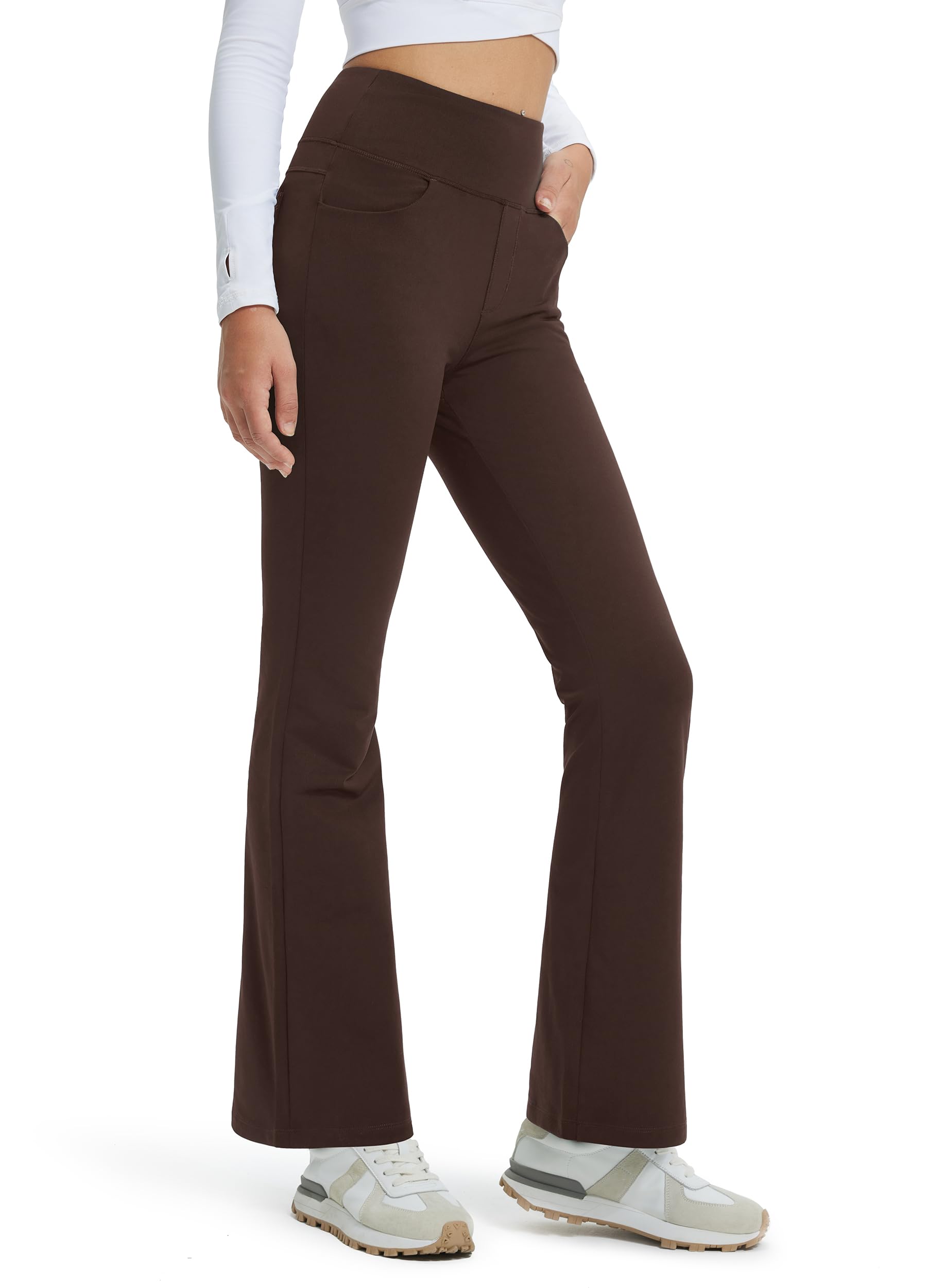 Comallan Thermo Leggings Damen Schlaghose Fleecefutter | Flared Leggings Damen,Sportleggins Damen Lang,Winter Warm Hose,Yogahose Wasserdicht High Waist mit Taschen