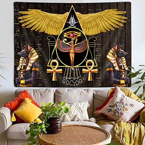 Veigike Ancient Egyptian Tapestry, Egypt Pyramids History Black And Gold Tapestry Wall Hanging For Bedroom, Vintage Tapestries Poster Blanket College Dorm Home Decor (60X40) #TOP3