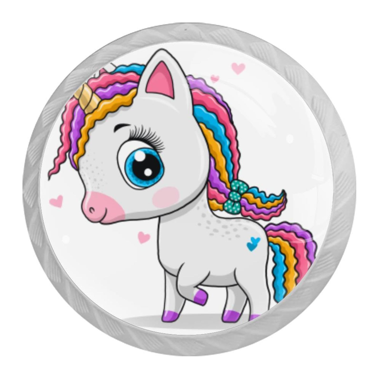 Tqmspg 4 Pieces Drawer Pulls Unicorn Door Knobs Dresser Handles for Kitchen Wardrobe Cupboard Hardware Furniture