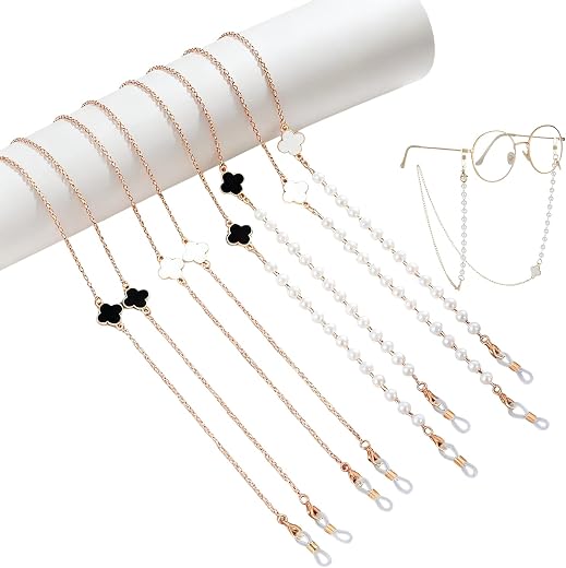 XFSAFDM 4PCS Specs For Women, Specs Holder Strap, Spectacle Chain For Women Stylish, Specs Chain For Women Stylish, 24k Go...