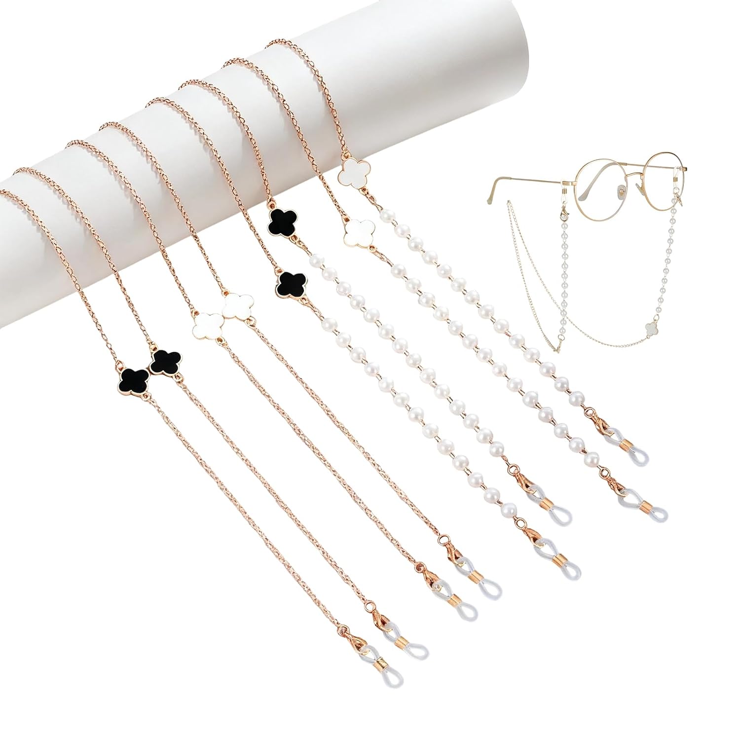 XFSAFDM 4PCS Specs For Women, Specs Holder Strap, Spectacle Chain For Women Stylish, Specs Chain For Women Stylish, 24k Go...
