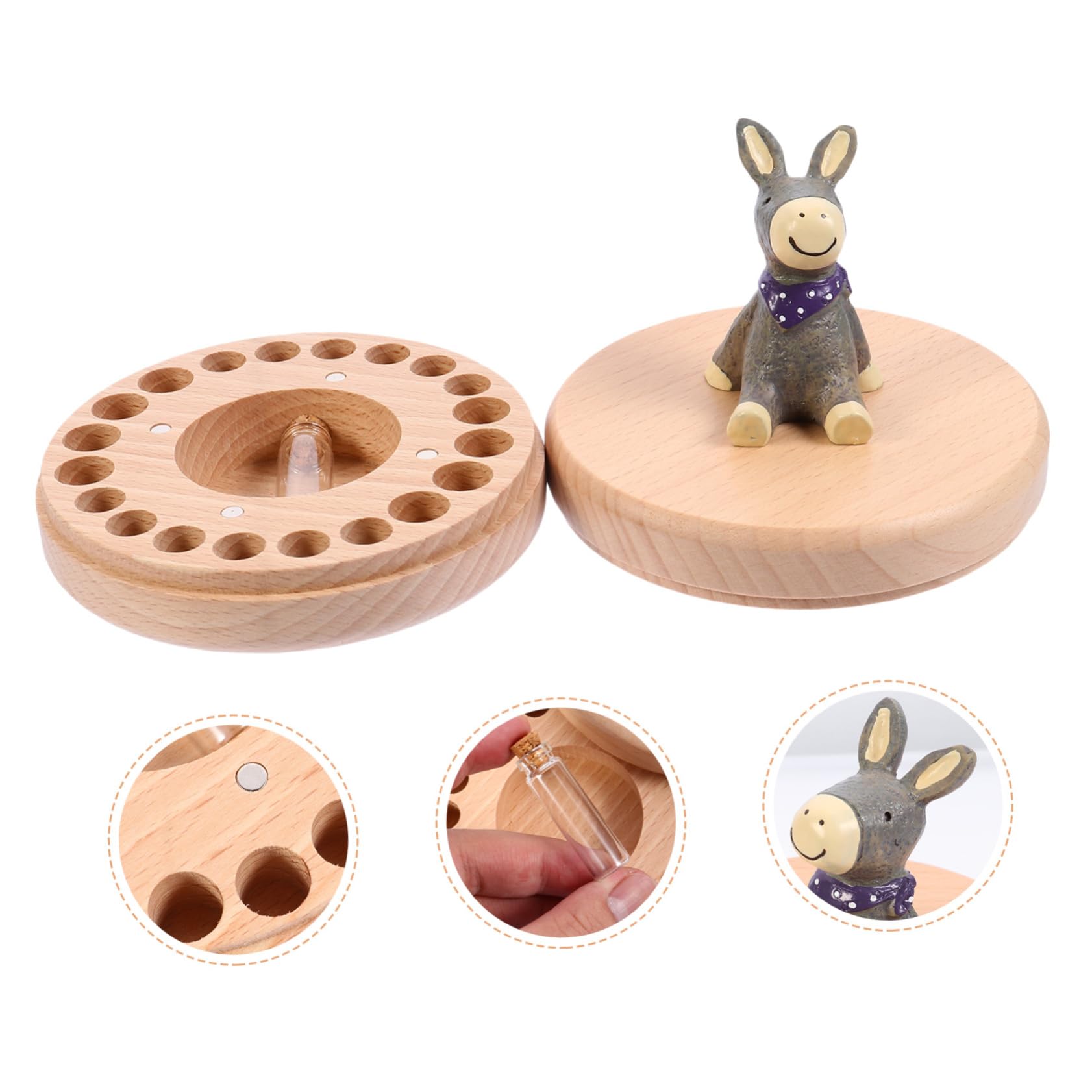 BESTonZON 1juego Caja De Recuerdos Para Dientes De Leche Organizador De Almacenamiento Para Bebés Hecho Mano De Haya Souvenir Infantil Para Cumpleaños y Festividades