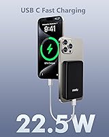 Vista 6 de Miady Magnetic Power Bank for iPhone 10000mAh, 15W MagSafe-Compatible Wireless Portable Charger, 22.5W USB-C Charging Battery Pack for iPhone