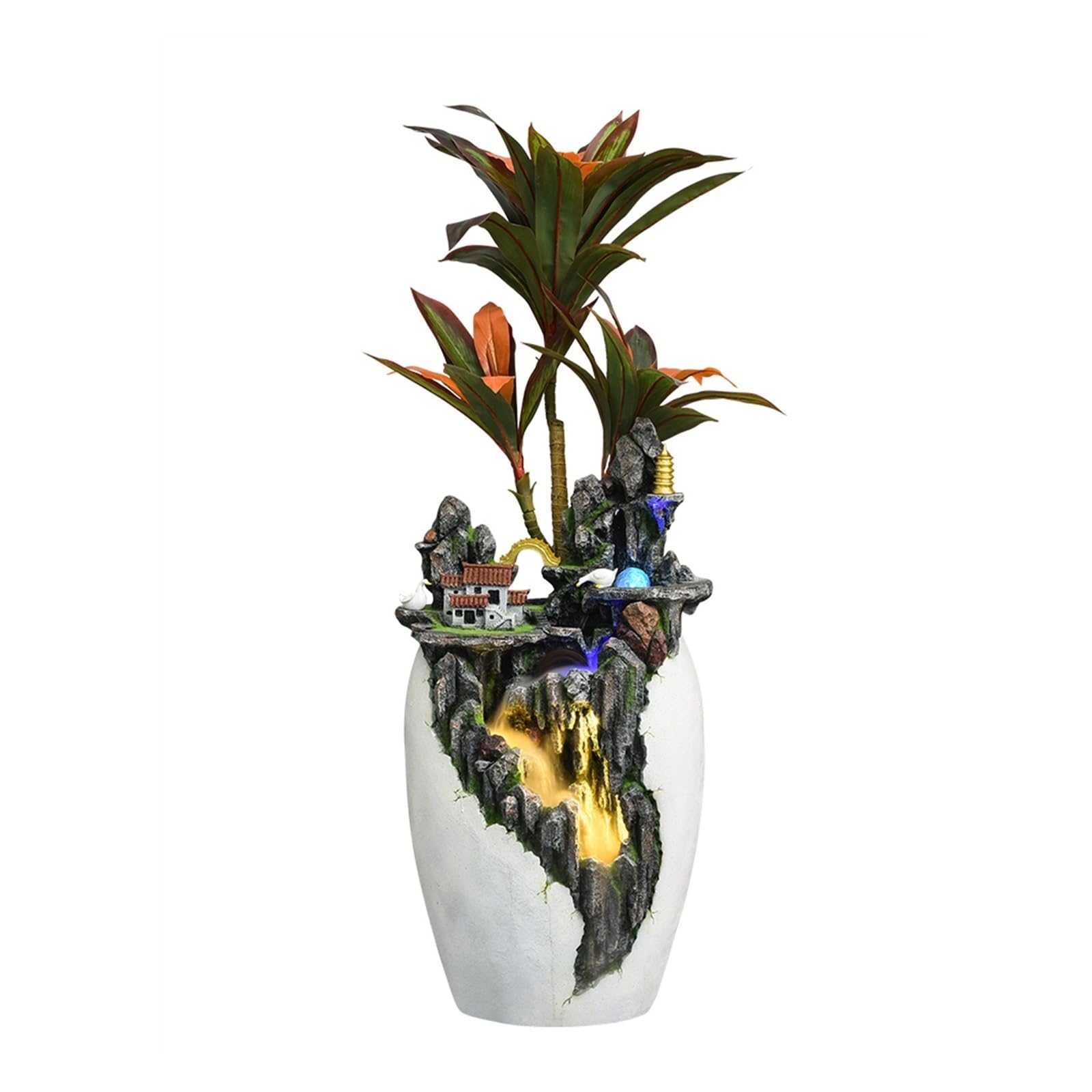 Fontanna wodna Dekoracja wody w salonie, wiecznie zielone bonsai, dekoracja krajobrazu na dziedzińcu domu, dekoracja wody obiegowej Fontanna ogrodowa
