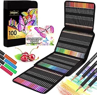 Efimeso 100 Colouring Pencils for Adults, Professional Coloured Pencils with Black Zipper Case,Colouring Pencils Set Ideal for Adults Kids Artists Drawing Sketching Colouring
