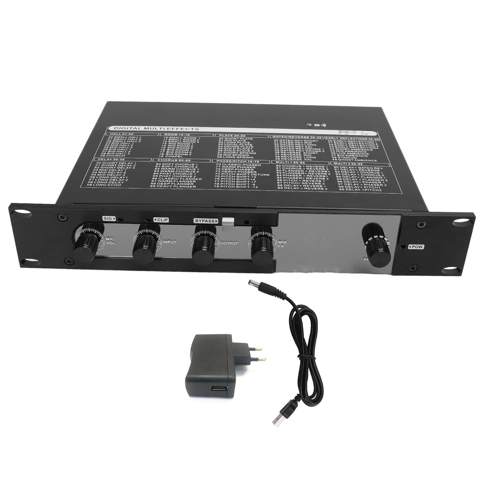 Procesador de Efectos de Sonido Digital, 100-240V 99 DSP Efectos Preestablecidos Mezclador Digital de Metal para Presentación Profesional (Enchufe de la UE)