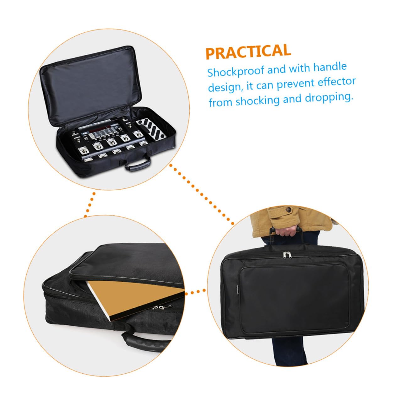SEWACC Oxford Effektgerät Tasche Xl Stoßfest Wasserabweisend Oxford Gewebe Tragetasche für Gitarren Effekte Audio Effektgeräte Aufbewahrungstasche für Musiker und Reisen