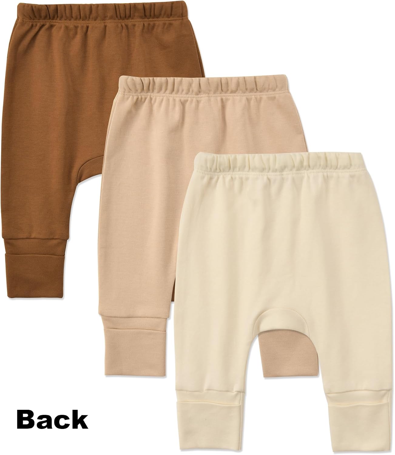 Aablexema 3-Pack Organic Cotton Baby Jogger Pants with Fold-Over Foot Cuffs