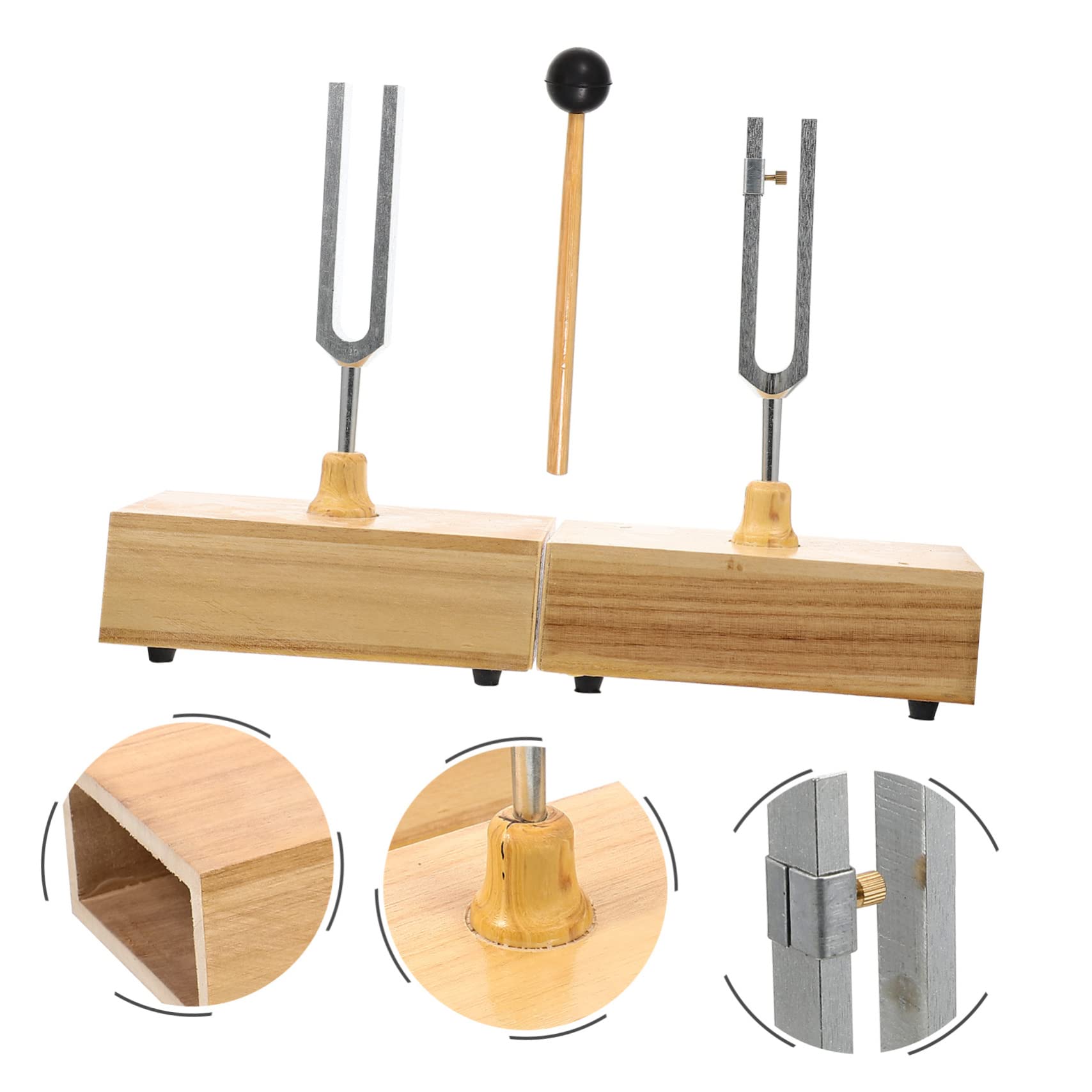 Set di Diapason da 440hz per Esperimenti Fisici, 1 Pezzo | Base in Legno, Martello Incluso, Metallo con Timbro Chiaro e Posizionamento Stabile