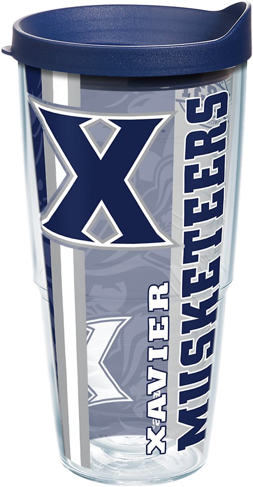Tervis Xavier Musketeers College Pride Tumbler with Wrap and Navy Lid 24oz, Clear