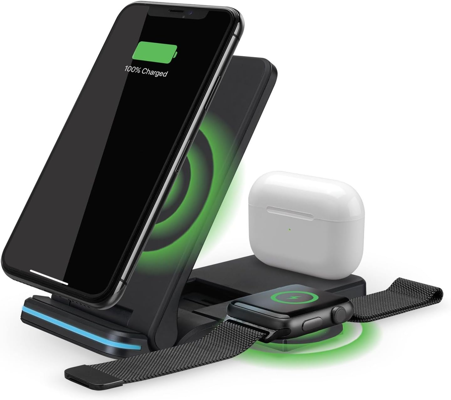 iLive 3-in-1 Wireless Charging Stand Black