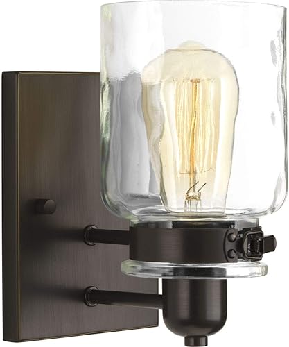 Miniatura 6 de Progress Lighting P300045-020 Calhoun Collection - Lámpara de tocador de baño de cristal transparente, 1 luz, bronce antiguo