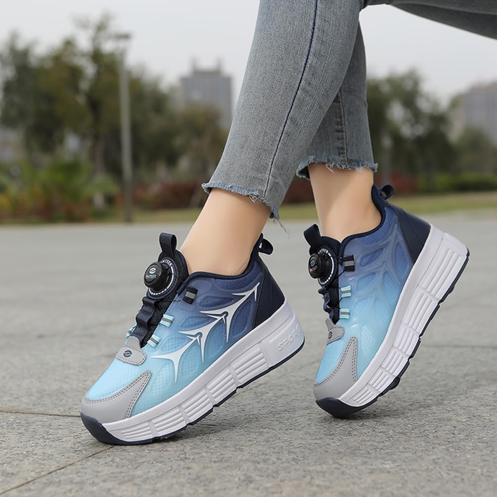 Chaussures de Skateboard Fille Garçon Patins à roulettes Chaussures à roulettes Enfants Filles Patins de Skate à roulettes Sneakers Baskets 2 en 1 Chaussures de Sport avec Roues