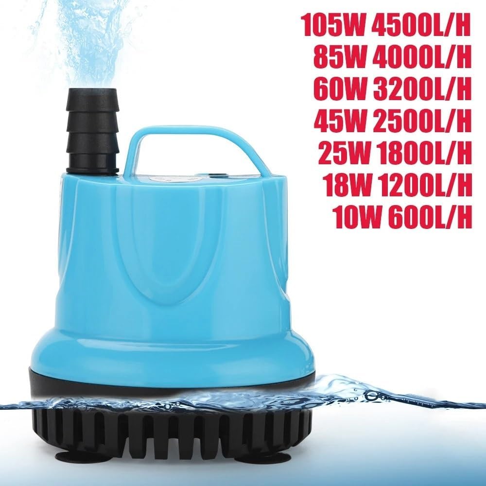 Electric Submersible Pump 10/18/25/45/60/85/105W 600-4500L/H Submersible Water Pump 220V Aquarium Fish Pond Tank Spout Marin Temperature Control Clean Sump Pump (Color : 105W)
