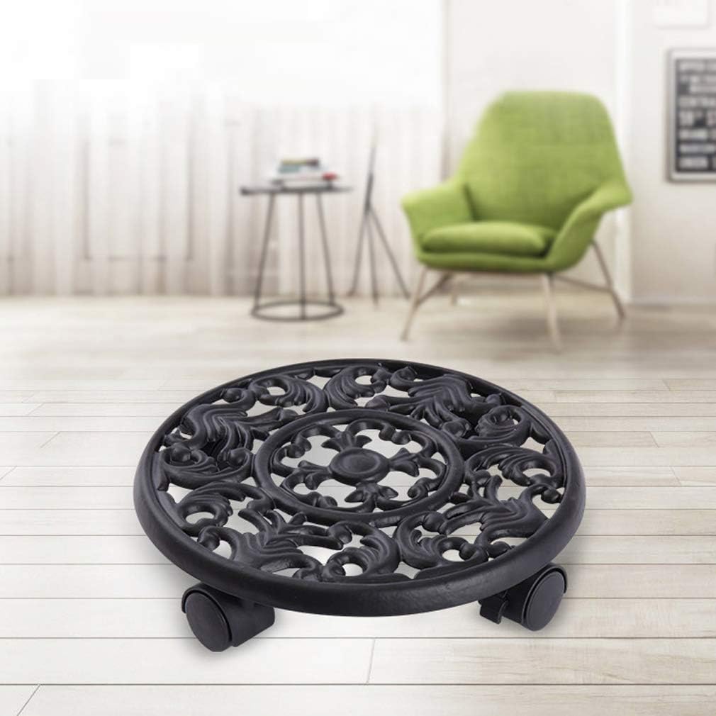 Plant Stand with Casters,Flower Pot Holder Wrought Iron,Round Flower Pot Stand,Indoor/Balcony/Garden Plant Stand,Plant Caddy with Wheels,Heavy Potted Plant Rack