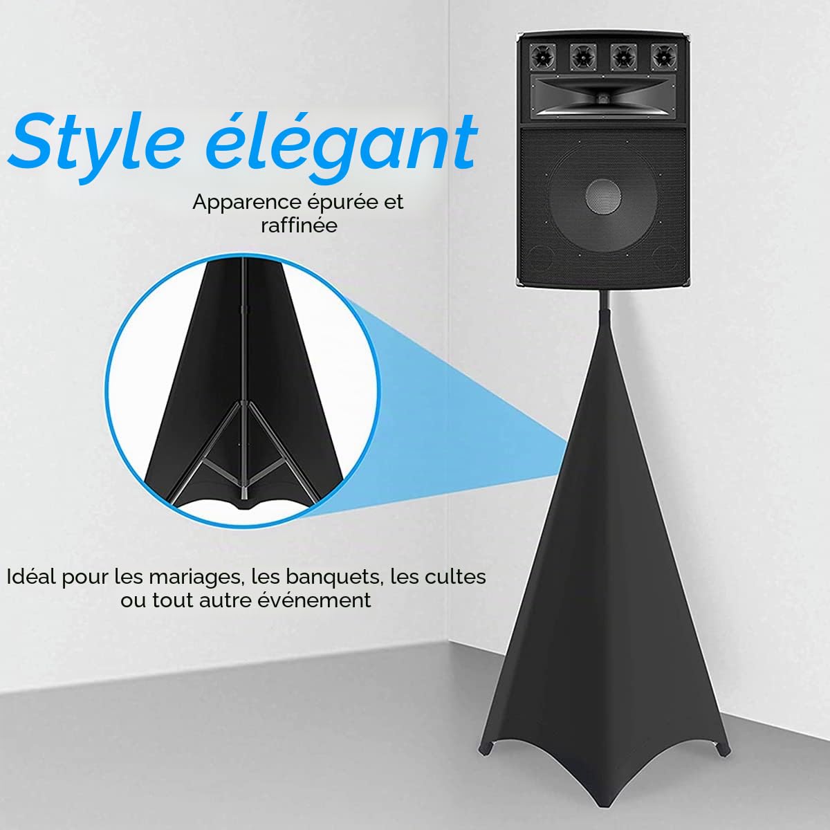 Support Universel pour Haut-Parleur pour lumière DJ, Housse de trépied avec matériau en Polyester Extensible, 2 pièces, 500167283A1