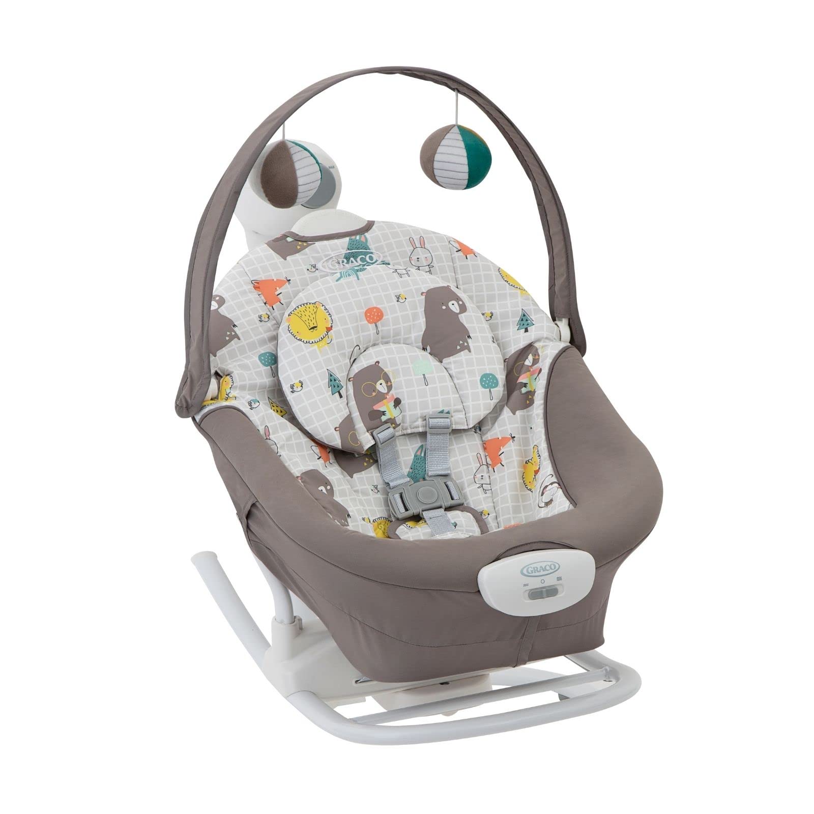 Graco - Duet Sway, Sdraietta a dodondolo 2 in 1, velocità di oscillazione regolabili, reclinazione a 3 posizioni, dondolo portatile, dalla nascita a circa 6 mesi (9 kg),fantasia Bear Tales