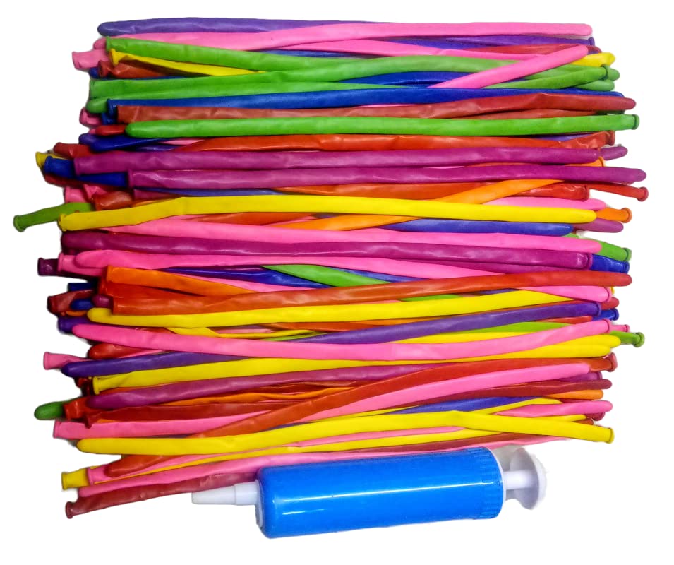 Rk Balloons For Fun - Pack Of 100 (Tube Balloons, Multicolor) - Rubber