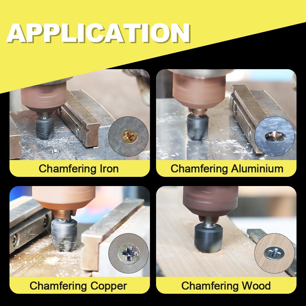 TiAlN Countersink Drill Bit Set, DARTOTEK Titanium Aluminum Nitride Coated with Quick Change Hex Shank, M35 HSS Chamfering Drilling for Stainless Steel Iron Aluminum Copper Metal Wood