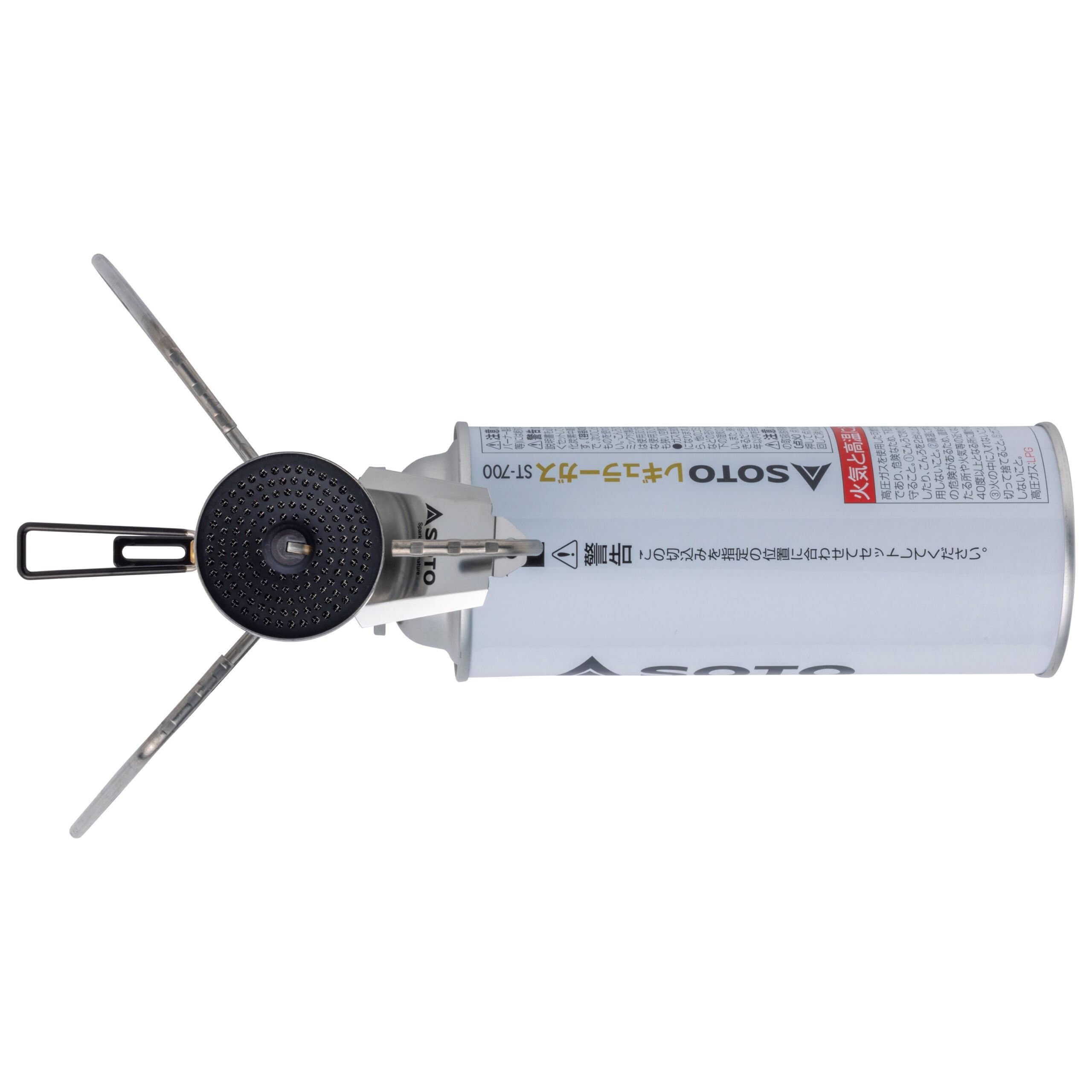 SOTO TriTrail Hornillo de gas para camping (135 g) – Cocina ultraligera para exteriores para cartuchos MSF-1a, con encendido piezoeléctrico, cabezal cóncavo, micro regulador, fabricado en Japón