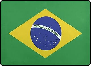 Brazil Flag Green Brazilian National Area Rug Washable Non-Slip Indoor Floor Mat Rug Carpet for Hallways Entry Farmhouse Home Decor