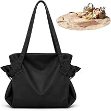 2 in 1 Convertible Tote Bag with Foldable Picnic Mat, Waterproof Camping Beach Travel Shoulder Bag