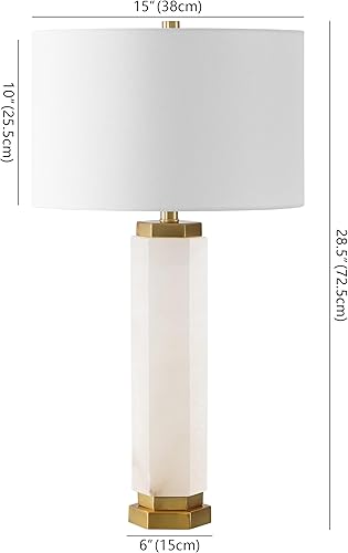 Miniatura 4 de SAFAVIEH Couture Lighting Collection Lynsey - Lámpara de mesa hecha a mano con alabastro dorado/blanco de 29 pulgadas