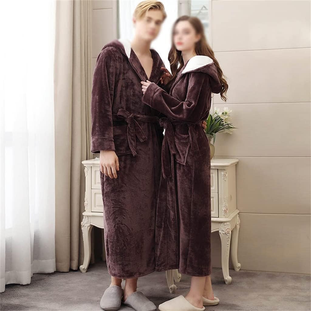Sleepwear For Lovers Men Winter Women Hooded Robe Long Couple Clothes Warm Dressing Gowns Large Sizes Wedding
