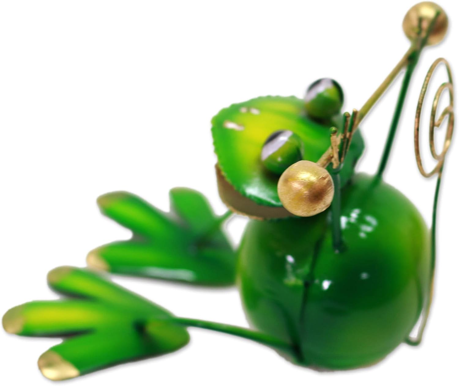 NOVICA Artisan Handmade Steel Decorative Accent Green Frog from Bali Steelmetal Indonesia Accessories Home Accents Animal Themed Turtlefrog [4.3in H x 4.3in W x 4.7in D] ' King Frog'