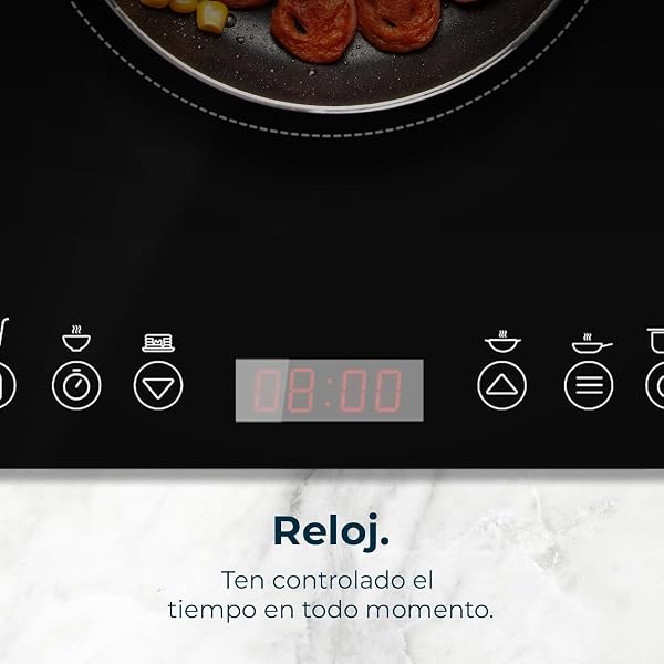 Cecotec Placa de Inducción Portátil 1 Fuego Full Magma Slim. 2000W de Potencia en 8 Niveles, Diseño en Cristal de Alta Resistencia, Display Táctil, Temporizador, Fácil Limpieza Negro | Slim - 5