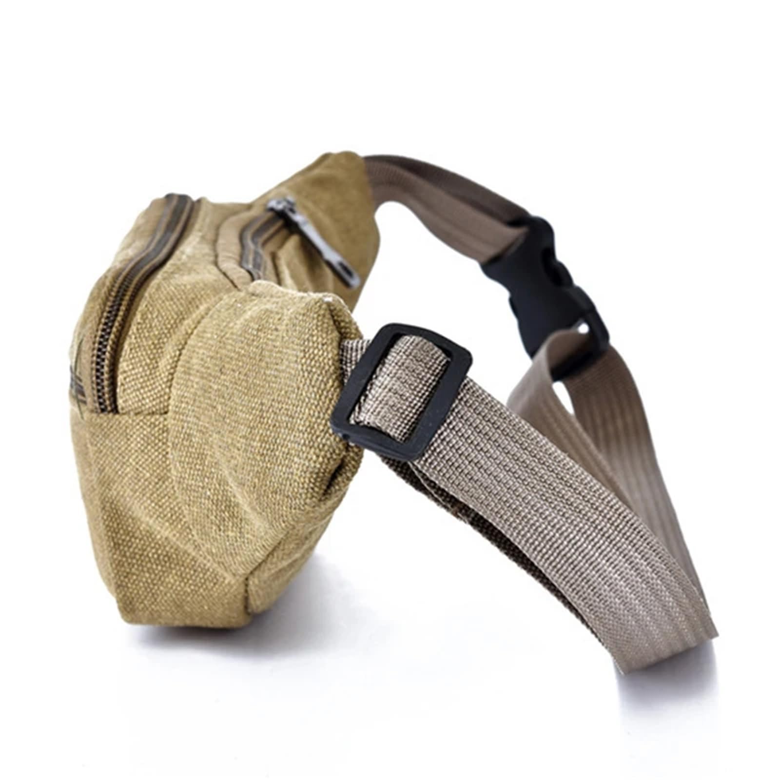 Riñonera de Lona for Hombre, Bolso Pecho Deportivo con múltiples Compartimentos, pequeño Tela, teléfono móvil, Fitness, Cartera Multifuncional para Walking, Deporte(Coffee)