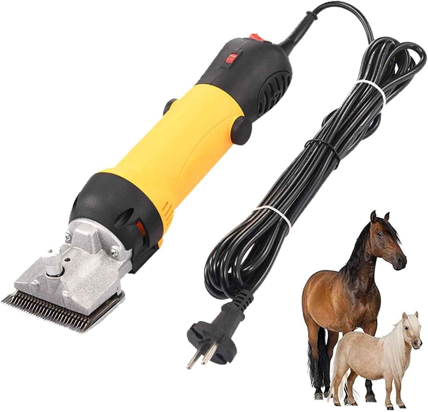 690W Professional Electric Horse Hair Clipper, 6-Speed Adjustable Grooming Shears for Horses, Goats, Alpacas, Cattle, 110V, Yellow