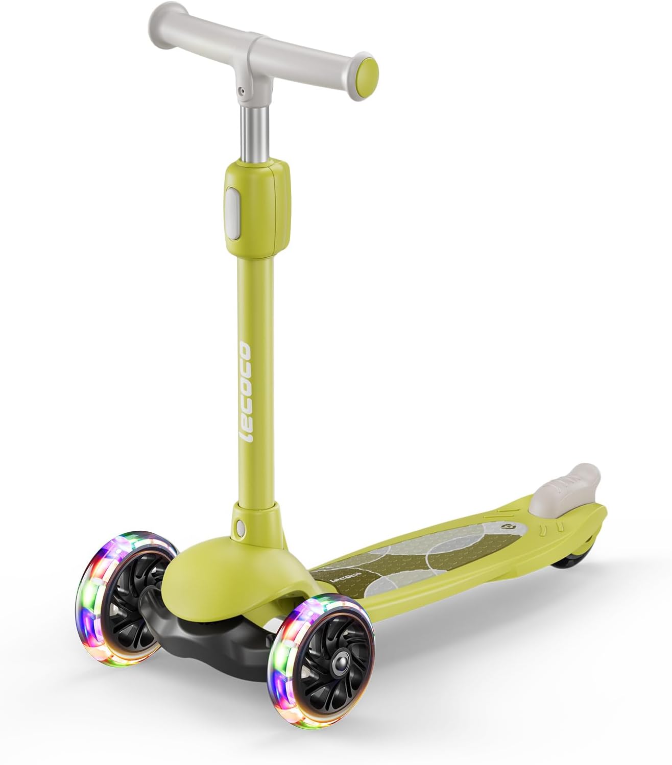 Kick Scooter for Kids Ages 2-14, 3 Wheel Scooter Adjustable Height Foldable Design, 3 LED Light Wheels, Rear Brake, Extra Wide Non-Slip Deck Kid Scooters for Boys and Girls